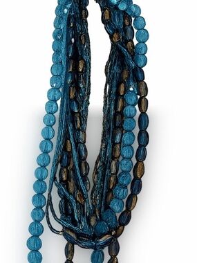 Teal Multi-Strand Beaded Necklace – Women Jewelry ( vintage)